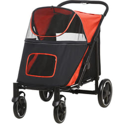 Pawhut - Passeggino per Cani Pieghevole con Ingressi a Cerniera Nero e Rosso