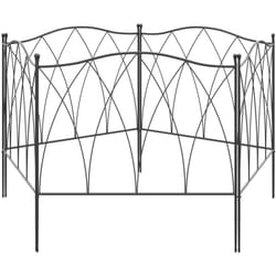 Outsunny - Recinzione Giardino in Metallo 5 Pannelli con Lacci 305x62 cm Nera
