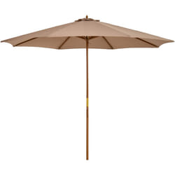 Ombrellone da Terrazzo Ø3m in Poliestere Palo in Legno 8 Stecche Cachi - Outsunny