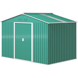 Casetta da Giardino in Acciaio con Tetto Inclinato e 2 Porte Verde - Outsunny