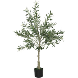 Homcom - Pianta Finta di Olivo Alta 120 cm con 450 Foglie, 20 Olive e Vaso