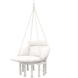 Poltrona da Giardino Sospesa Boho con Cuscino 80x60x40 cm Bianco Crema - Outsunny