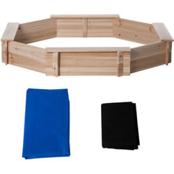 Outsunny - Sabbiera per Bambini 3-8 Anni da Giardino con Sedili e Copertura Legno