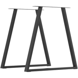 Set 2 Gambe per Scrivania Trapezoidali in Acciaio con 6 Fori Nero - Homcom