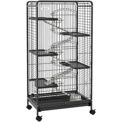 Pawhut - Gabbia per Piccoli Animali con 5 Rampe, 5 Piani e Ruote 61.5x44x131cm