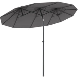 Ombrellone da Giardino Doppio con Manovella e 3 Prese d'Aria Grigio - Outsunny
