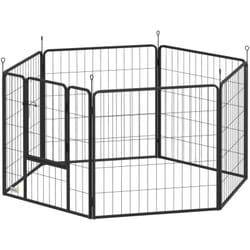 Recinto per Cani 6 Pannelli Pieghevole Altezza 80cm con Porta Nero - Pawhut