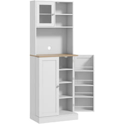 Mobile Buffet da Cucina Porta Microonde con Ripiani e Portaspezie Bianco - Homcom