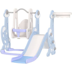 Gioco Educativo con Scivolo, Altalena, Arrampicata e Canestro Azzurro - Aiyaplay