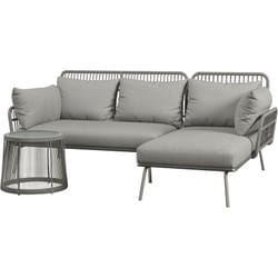 Outsunny - Set da Esterno in Rattan con Divano 2 Posti, Chaise Longue e Tavolino