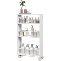 Carrellino Cucina e Bagno Salvaspazio 3 Livelli e Barre Laterali Bianco - Homcom