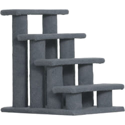 Pawhut - Scaletta per Cani e Gatti a 4 Scalini con Rivestimento in Peluche Grigio