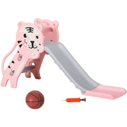 Aiyaplay - Scivolo per Bimbi 18-36 Mesi con Canestro Basket Laterale Rosa Grigio