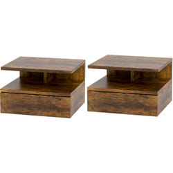 Homcom - Set da 2 Comodini Moderni Sospesi con Cassetto in Legno Marrone