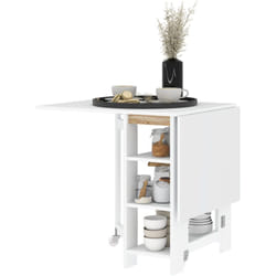 Tavolo Pieghevole per 4 Persone 2 Ribalte e Ripiani 120x60x75cm Bianco - Homcom