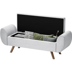 Panca Contenitore Fondoletto con Braccioli in Tessuto 132x42x50 cm Grigio - Homcom