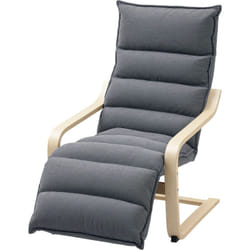 HOMCOM Poltrona Ergonomica Legno e Velluto Poggiapiedi Regolabile Grigio Scuro