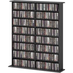 Mobile porta cd Moderno a 16 Ripiani in Legno 106.5x24x123.7 cm Nero - Homcom