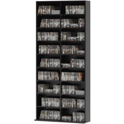 HOMCOM Mobile Porta CD con 14 Ripiani Regolabili per 640 CD/360 DVD Nero