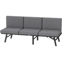 Outsunny - Divano da Esterno 3 in 1 Reclinabile 5 Posizioni con Cuscini Grigio