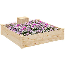 Outsunny - Fioriera in Legno di Abete con Bidone e Fondo Aperto 123x123x25.5 cm