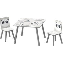 ZONEKIZ Set per Bambini Tavolo Quadrato e 2 Sedie Età 3-8 Anni in Legno