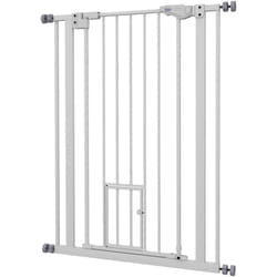 Pawhut - Cancelletto Cani con Porta Piccola Chiusura Automatica 80x104cm Bianco
