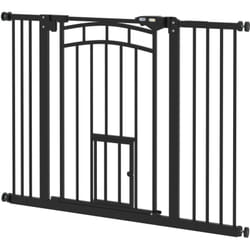 Pawhut - Cancelletto per Cani Estensibile 74-100x76cm a Chiusura Automatica Nero