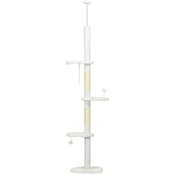 Torre per Gatti a Soffitto con Altezza Regolabile 48x32x225-255cm Bianco - Pawhut