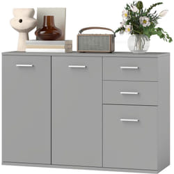 Credenza Cucina con 3 Armadietti e 2 Cassetti in Legno Grigio Chiaro - Homcom