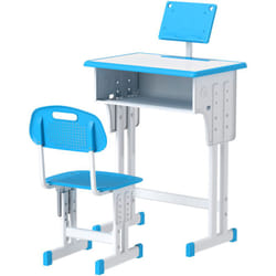 Homcom - Banchetto Scuola per Bambini 6-12 Anni Sedia Altezza Regolabile Blu
