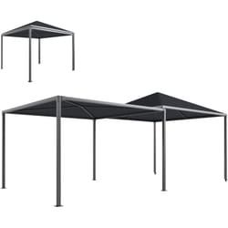 Outsunny - Gazebo Estensibile da Giardino 3x3m con Ruote Copertura UPF30+ Grigio