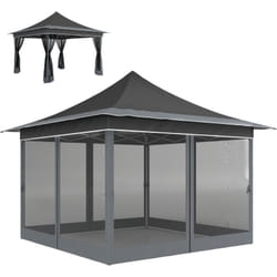 Gazebo Pop Up ad Altezza Regolabile con Zanzariera Grigio Scuro - Outsunny