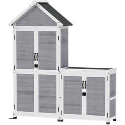 Capanno da Giardino e Armadio Porta Attrezzi in Legno Grigio Chiaro - Outsunny