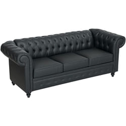 Homcom - Divano Classico 3 Posti Stile Chesterfield Trapuntato in Finta Pelle Nero