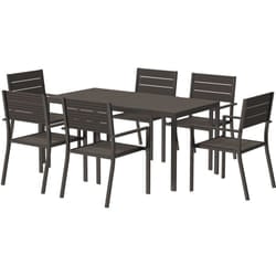 Outsunny - Set da Giardino con Tavolo da Pranzo Rettangolare e 6 Sedie Impilabili