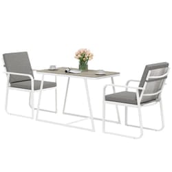 Outsunny - Set da Giardino 3 Pezzi con 2 Sedie e Tavolo da Esterno Bianco