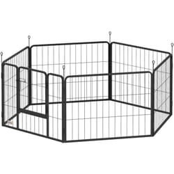 Recinto per Cuccioli a 6 Pannelli da 80x1.5x60 cm in Acciaio Nero - Pawhut