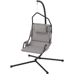 Outsunny - Sedia a Dondolo Imbottita con Gancio e Catena Grigio e Nero