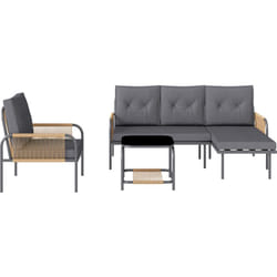 Outsunny - Salotto da Esterno in Rattan con Divanetto, Poltrona e Tavolino Grigio