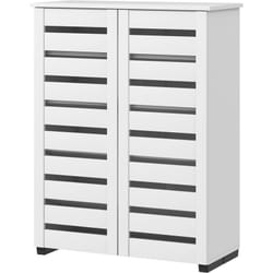 Homcom - Scarpiera Moderna a 5 Livelli con Ante a Doghe in Legno Bianco