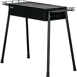 Outsunny Barbecue a Carbone con 2 Griglie e Cestini Laterali 94x41x70cm Nero
