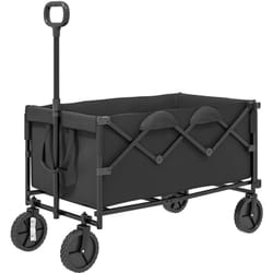 Outsunny - Carrello da Giardino Pieghevole 160L con Manico Regolabile Nero