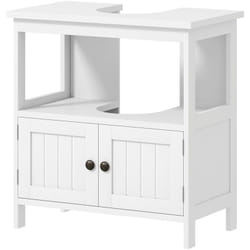 Kleankin - Mobiletto Bagno Sottolavabo con Ripiano e Armadietto 2 Ante Bianco