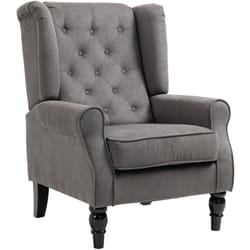 Homcom - Poltroncina da Camera Stile Francese con Cuscini Sfoderabili Grigio