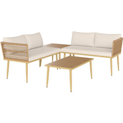 Outsunny - Salotto da Giardino Rattan pe 2 Divani a 2 Posti e 2 Tavolini da Caffè