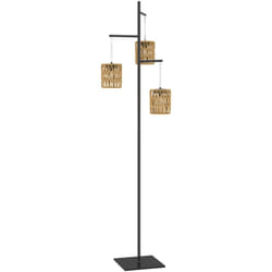 Outsunny - Lampada Solare da Esterno a 3 Luci con Base Quadrata Nero e Giallo
