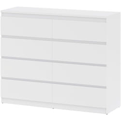 HOMCOM Cassettiera 8 Cassetti con Maniglie Scanalate 120x39x100 cm Bianco