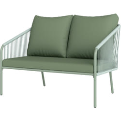 Outsunny - Divano da Esterno 2 Posti in Rattan Stile Boho con Cuscini Verde
