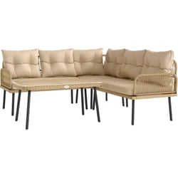 Outsunny - Set da Giardino in Rattan 2 Divanetti, Poltrona Angolare e Tavolino